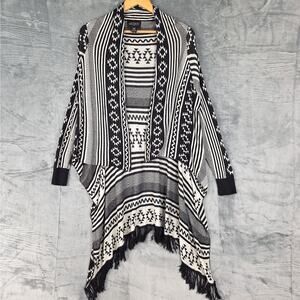 Womens‎ Cardigan Medium Boho Aztec Tribal Western Fringe Festival Duster Gauzy